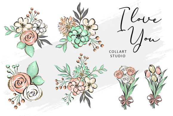 Download Cute Valentine Illustrations, Flowers - Valentine illustrations Collection