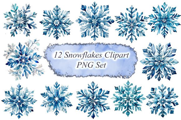 Download Watercolor Snowflakes Clipart PNG - Snow Collection