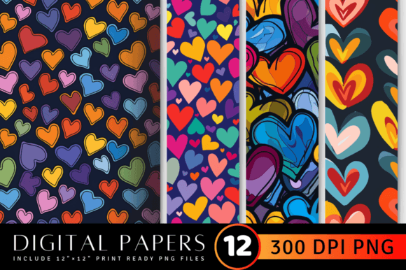 Download Multicolored Funky Hearts Shapes Digital - Multicolor Collection